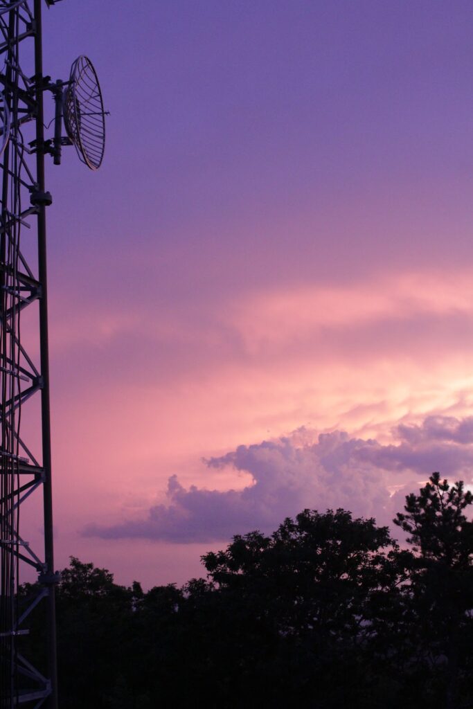 Radio tower at sunset
